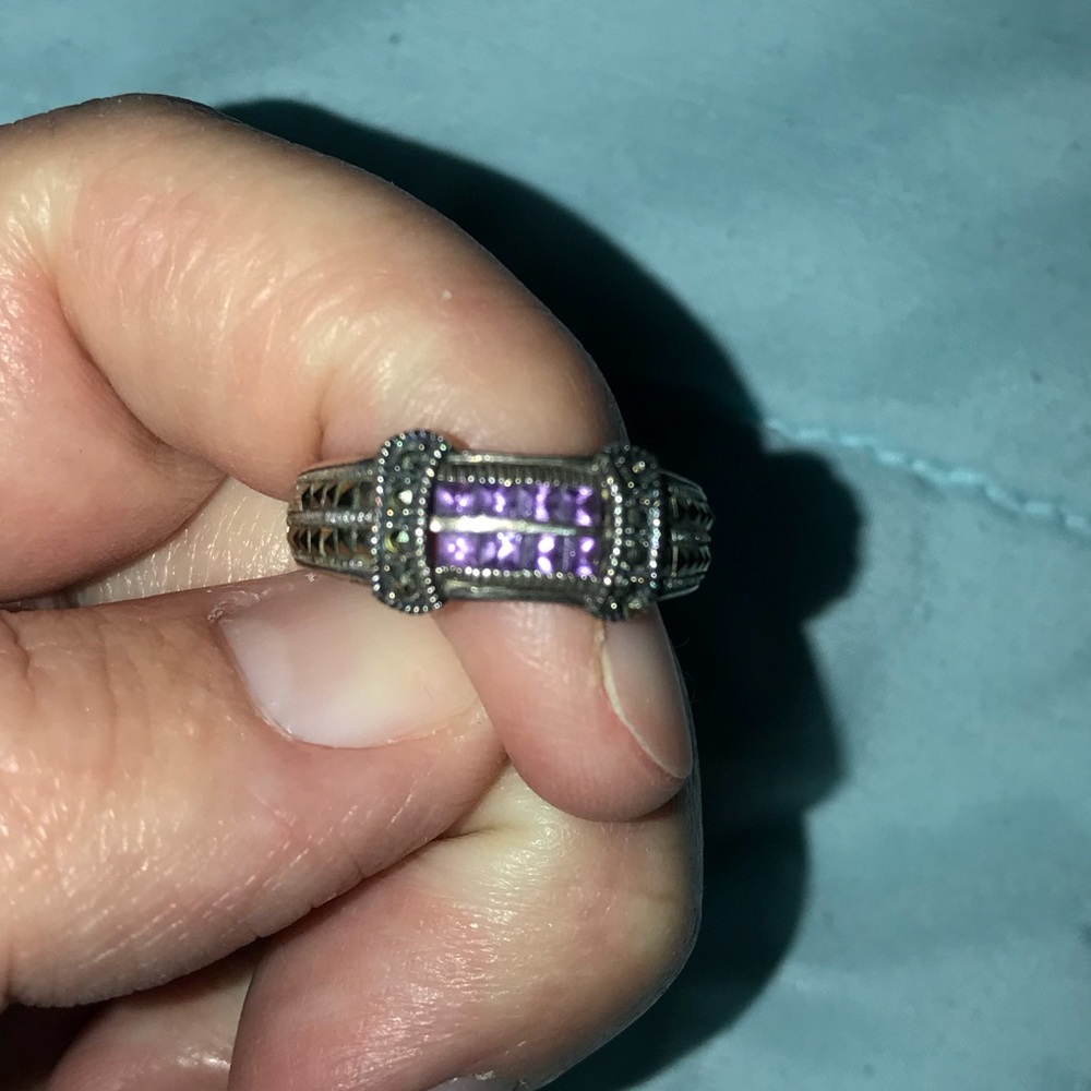 Silver ring with purple ruby - Picture 3 of 3